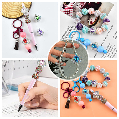 10Pcs 10 Colors Alloy Glass Beads ALRI-AR0001-11-1