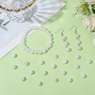 2 Strands Natural White Jade Round Beads Strands G-SP0001-25-1