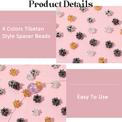 120Pcs 4 Colors Alloy Spacer Beads FIND-SC0017-93-1