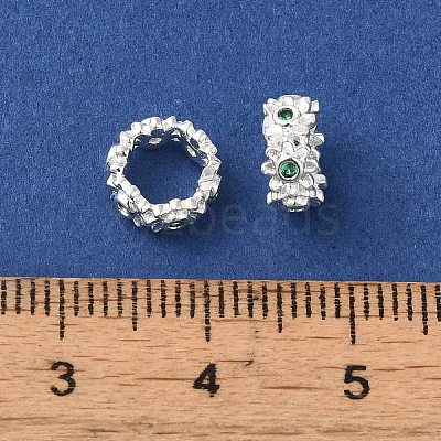 Silver Brass with Cubic Zirconia European Beads KK-B088-01B-01S-1