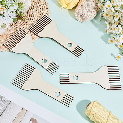 4Pcs Plywood Wooden Yarn Comb TOOL-CY0001-04-1