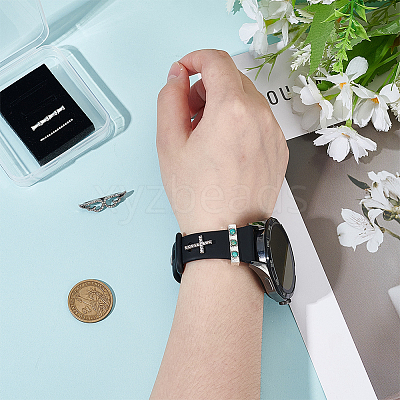 1Pc Cross Shape Zinc Alloy with Rhinestone Watch Band Studs FIND-AR0006-58-1