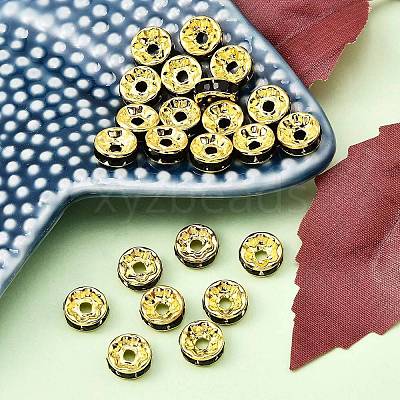 Brass Grade A Rhinestone Spacer Beads RSB038NF-04G-1