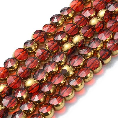 Half Plated Electroplate Transparent Glass Beads Strands EGLA-E060-02A-HP07-1