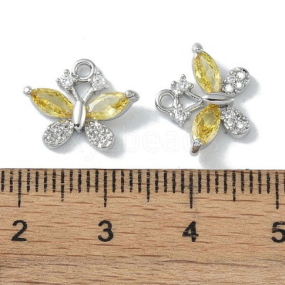 Brass Micro Pave Clear Cubic Zirconia Charms KK-H482-09P-02-1