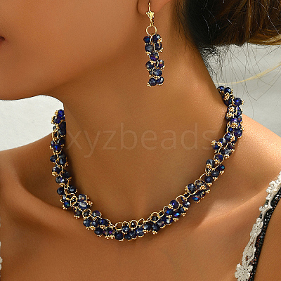Luxury Iron & Plastic Beaded Earrings & Necklaces Set for Elegant Party Wear EE9442-1