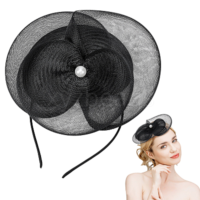 Fascinators Flower Mesh Feathers Organza Hat on a Hair Band Party Headwear for Girls and Women OHAR-WH0014-19B-1