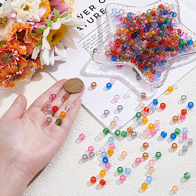 550Pcs 11 Colors Transparent Acrylic European Beads OACR-SP0002-22-1
