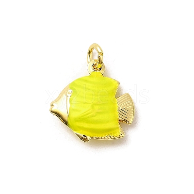 Brass Enamel Pendants KK-I378-13G-B-1