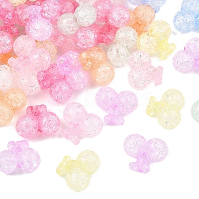 Transparent Crackle Acrylic Beads MACR-K361-22-1