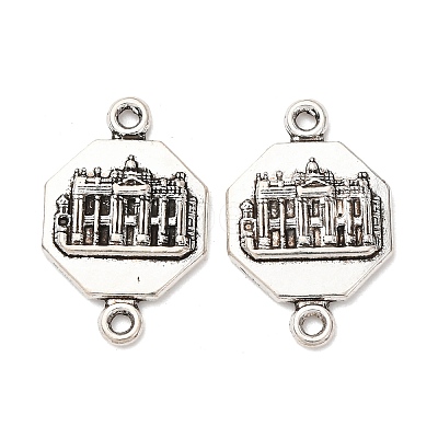 Tibetan Style Alloy Octagon with Church Connector Charms FIND-Z099-16AS-02-1