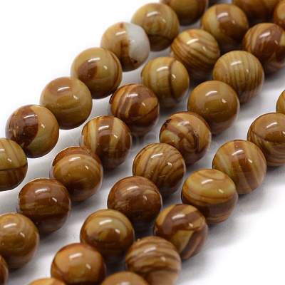 Natural Wood Lace Stone Wooden Jasper Beads Strands X-G-G763-05-4mm-1