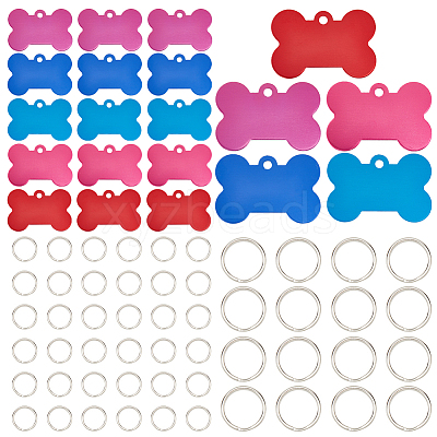 40Pcs 5 Colors Pet Aluminium Pendants FIND-SP0002-44-1