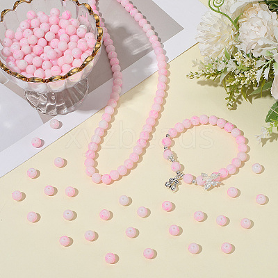 3Strands Baking Paint Glass Round Bead Strands DGLA-LT0001-02A-1