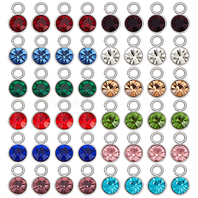 48Pcs 12 Colors Glass Rhinestone Charms RB-BBC0001-01-1