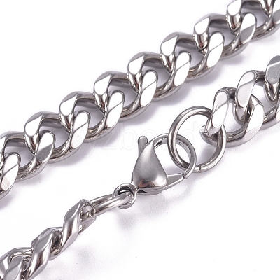 Non-Tarnish Men's 201 Stainless Steel Cuban Link Chain Necklaces NJEW-G340-22P-1