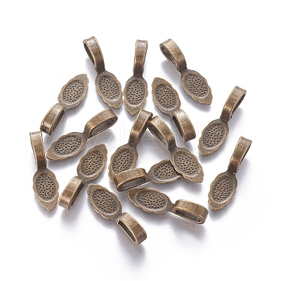 Tibetan Style Alloy Glue-on Flat Pad Bails LS-MLF10728Y-NF-1