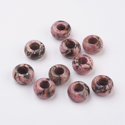 Natural Rhodonite European Beads G-G740-14x8mm-01-1