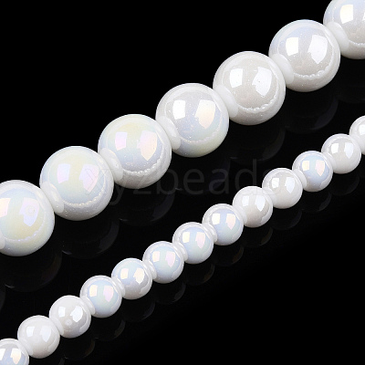 Electroplate Opaque Glass Beads Strands GLAA-T032-P8mm-AB02-1
