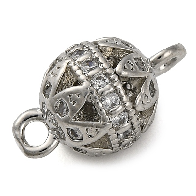 Brass Micro Pave Clear Cubic Zirconia Connector Charms KK-A230-06F-P-1