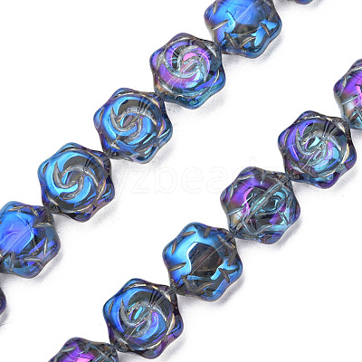 Electroplate Transparent Glass Beads Strands EGLA-N008-018-1