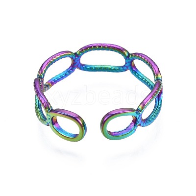 304 Stainless Steel Oval Wrap Cuff Ring RJEW-N038-093-1