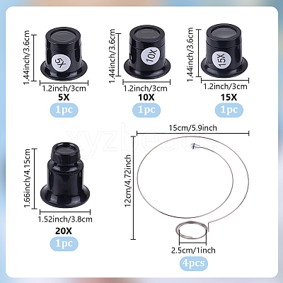 4Pcs 4 Styles Plastic & Glass Magnifier FIND-DR0001-56-1