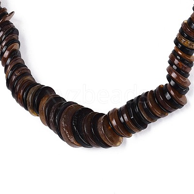 Natural Amber Disc and Rice Graduated Beaded Necklaces NJEW-T019-08-1