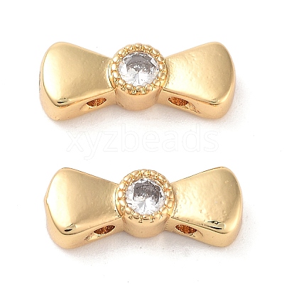 Brass Pave Clear Cubic Zirconia Bowknot Multi-Strand Links LS-KK-B102-37A-01G-1
