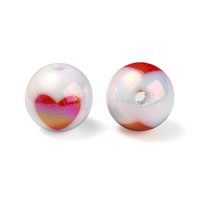 UV Plating Rainbow Iridescent Acrylic Beads OACR-F004-09H-1