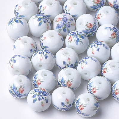 Printed & Spray Painted Glass Beads GLAA-S047-02B-10-1