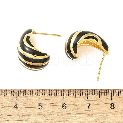 Brass Enamel Stud Earrings EJEW-B120-02G-03-1