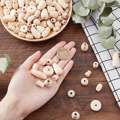2 Bags Natural Unfinished Wood Beads Set WOOD-PH0001-89-1