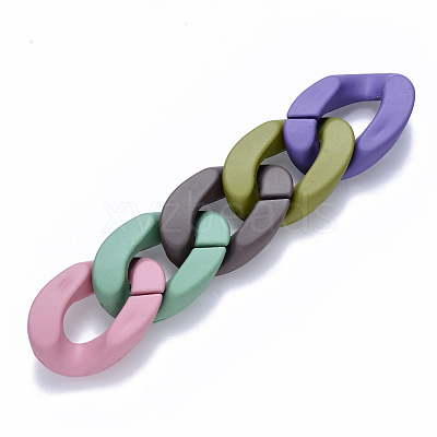 Opaque Spray Painted Acrylic Linking Rings OACR-S036-001B-I-1-1