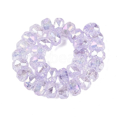 Electroplate Transparent Crackle Glass Beads Strands EGLA-Q135-01A-B06-1