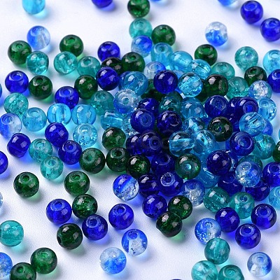 Baking Paint Crackle Glass Beads DGLA-X0006-4mm-01-1