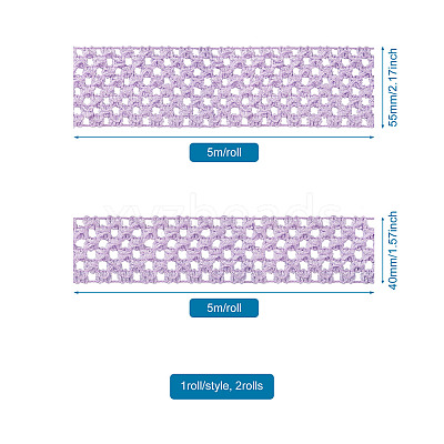 2 Rolls 2 Sizes Polyester Elastic Ribbon EW-TA0001-02E-1
