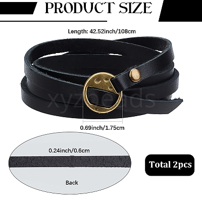2Pcs Cowhide Wrap Bracelets BJEW-GF0001-35B-1