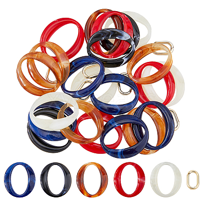 75Pcs Acrylic Imitation Gemstone Style Linking Rings OACR-FH0001-046-1