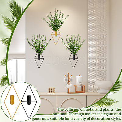 8Pcs 2 Styles Rhombus Iron Wall-mounted Vase AJEW-DR0002-97-1