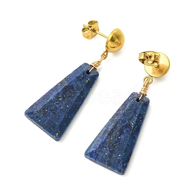 Dyed Natural Lapis Lazuli & Natural Amazonite & Natural Tiger Eye Dangle Stud Earrings EJEW-JE07032-1