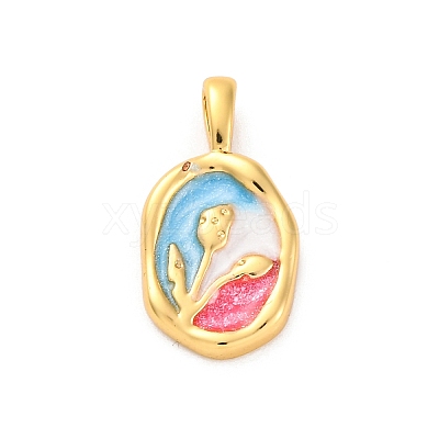 Brass Enamel Pendants KK-S502-08G-1