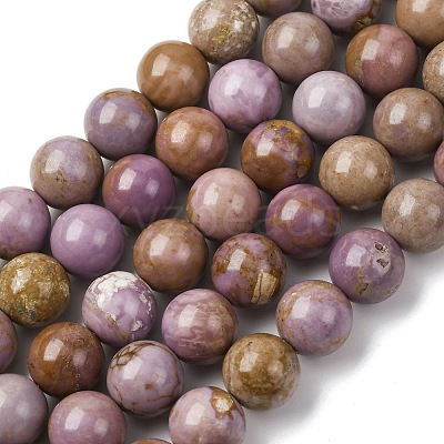 Natural Lepidolite/Purple Mica Stone Beads Strands G-K401-A01-12mm-1