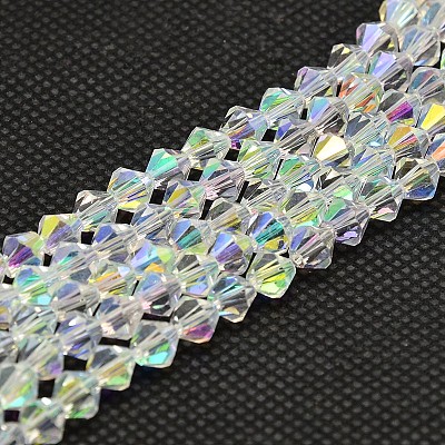 Imitate Austrian Crystal Electroplate Bicone Glass Bead Strands X-GLAA-F029-6x6mm-A01-1