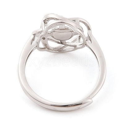 925 Sterling Silver Micro Pave Cubic Zirconia Design Ring Mounts Fittings with Pearl Seat STER-B003-14P-1