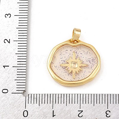 Transparent Epoxy Resin Brass Pendants KK-B163-01G-03-1