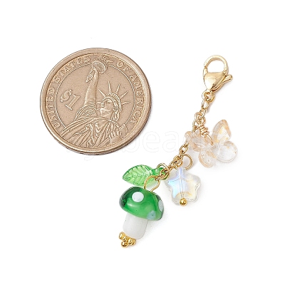 Mushroom Handmade Lampwork Pendant Decorations HJEW-JM02657-1