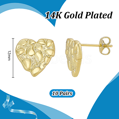 10 Pairs Brass Stud Earrings EJEW-PH0001-52A-1