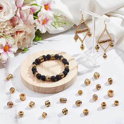 80Pcs 8 Styles Tibetan Style European Beads DIY-NB0012-43F-1