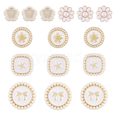 15Pcs 5 Styles 1-Hole Alloy Enamel Shank Buttons BUTT-TA0001-47A-1